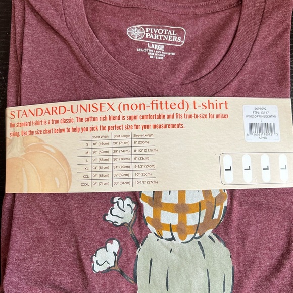 Take Me To The Pumpkin Patch Fall Burgundy Short Sleeved Shirt Sz L - Picture 4 of 6